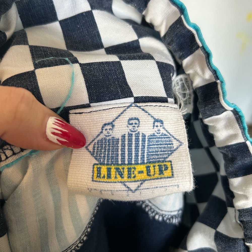 Vintage 80s Line-Up Nautical Checkered Pull Over Sweatshirt/windbreaker - Picture 6 of 8